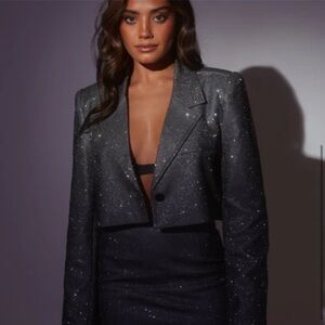 SLA THE LABEL SPARKLE BLAZER SKIRT SET